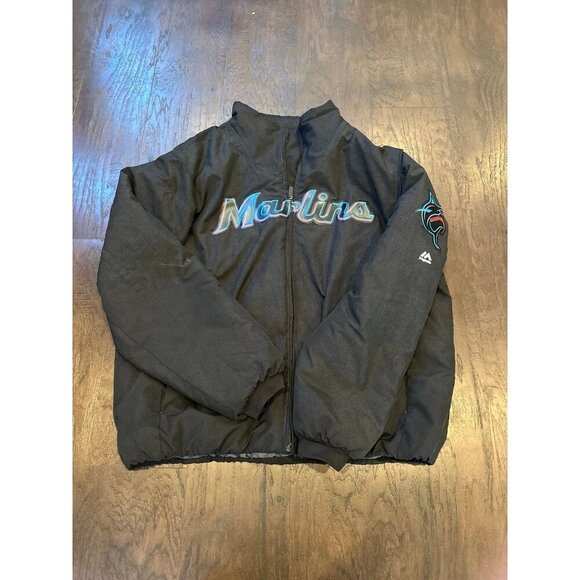 Majestic MLB‎ Miami Marlins Baseball Therma Base Full Zip Jacket - Picture 1 of 6